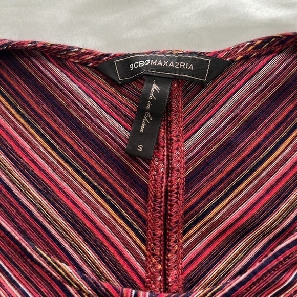 BCBG MaxAzria above the knee striped dress multicolored w quarter length sleeves - Picture 3 of 9